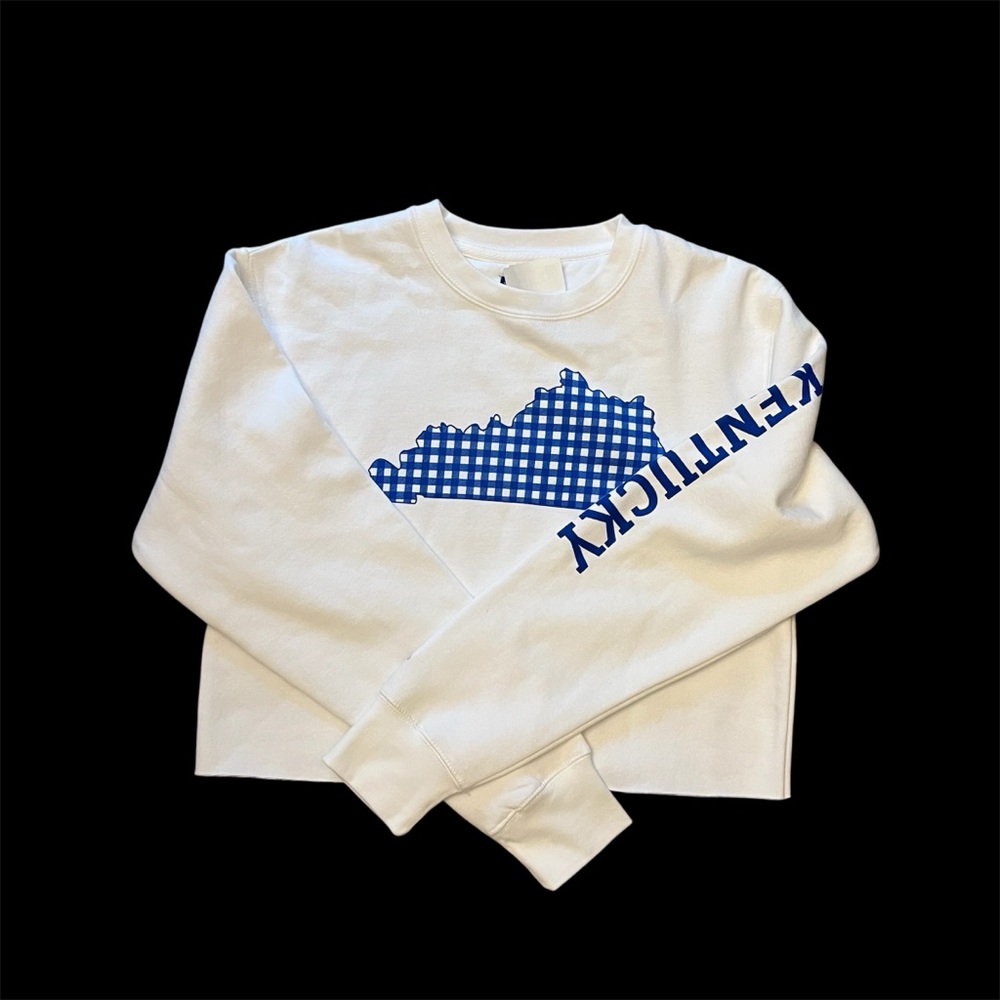 Kentucky Small Cropped White and Blue Sweatshirt Blue84 Boutique